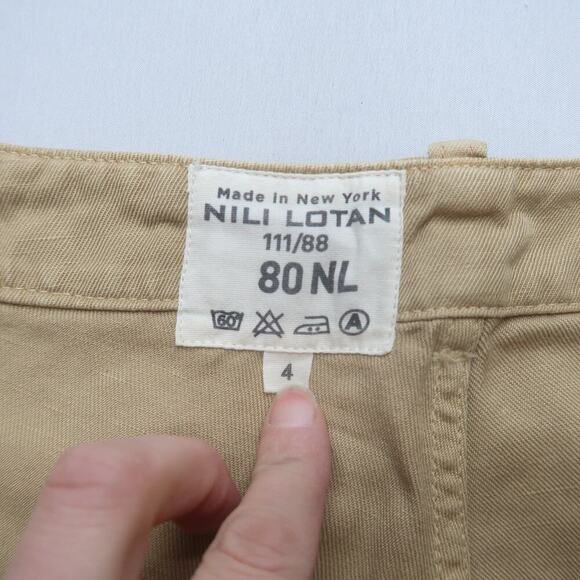 Nili Lotan Luna Pants Size 4 Beige Tan Drop Crotch Linen Blend Trousers - Picture 9 of 15